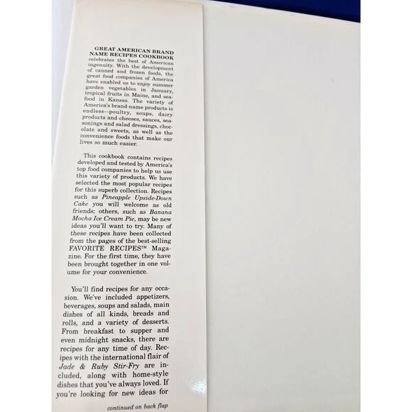 Vintage 1989, Great American Brand Name Recipes Cookbook, Hardcover DJ - Picture 3 of 6